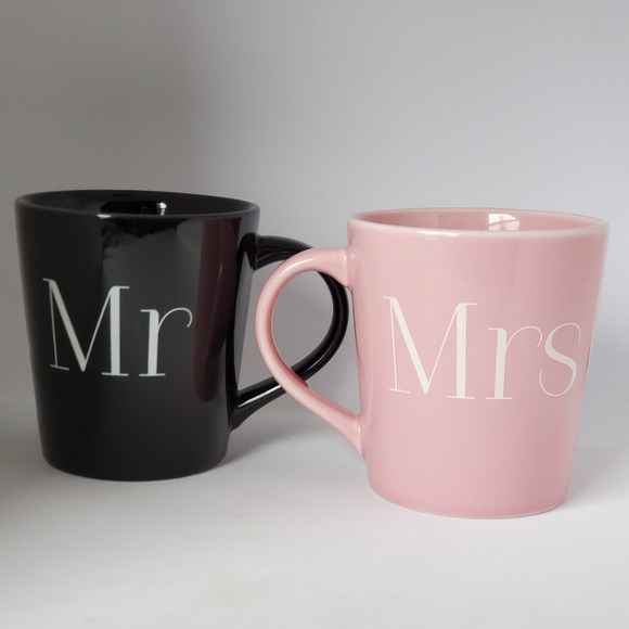 Mr & Mrs Mugs from Indigo Pink & Black  Coffee Tea Wedding Honeymoon Marriage - Picture 5 of 10
